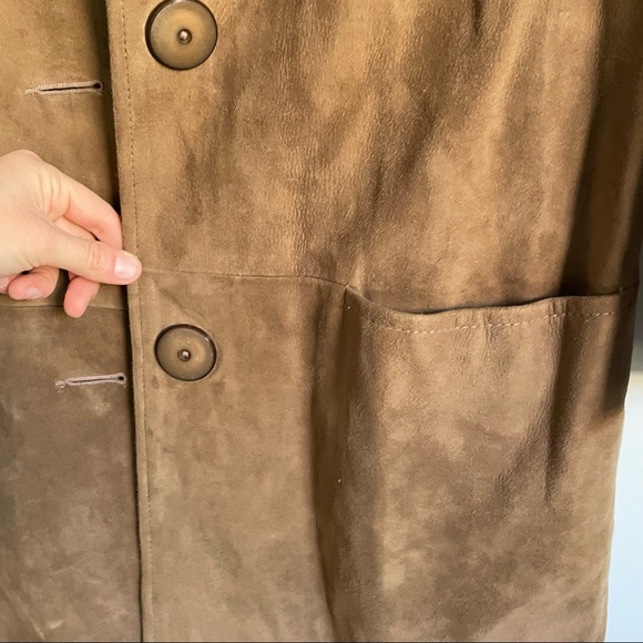 VINTAGE 1960 Suede Coat Mink Collar - Satin Lined size 7 - Picture 7 of 14